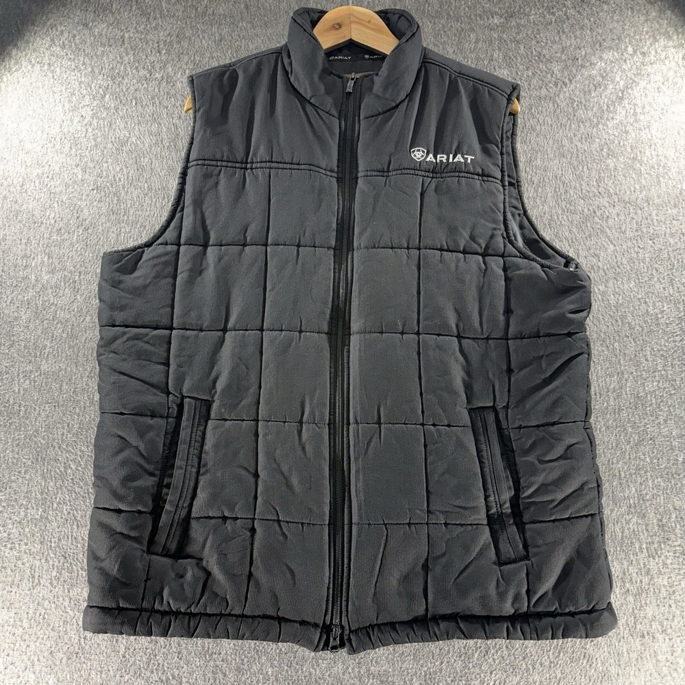 Ariat Vest Mens L Black Crius Ins Quilted Insulated Fleece Lined Puffer Jacket